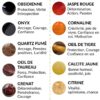Création d'un bracelet en pierre naturelle sur mesure avec 28 pierres authentiques pour profiter des bienfaits de la lithothérapie.