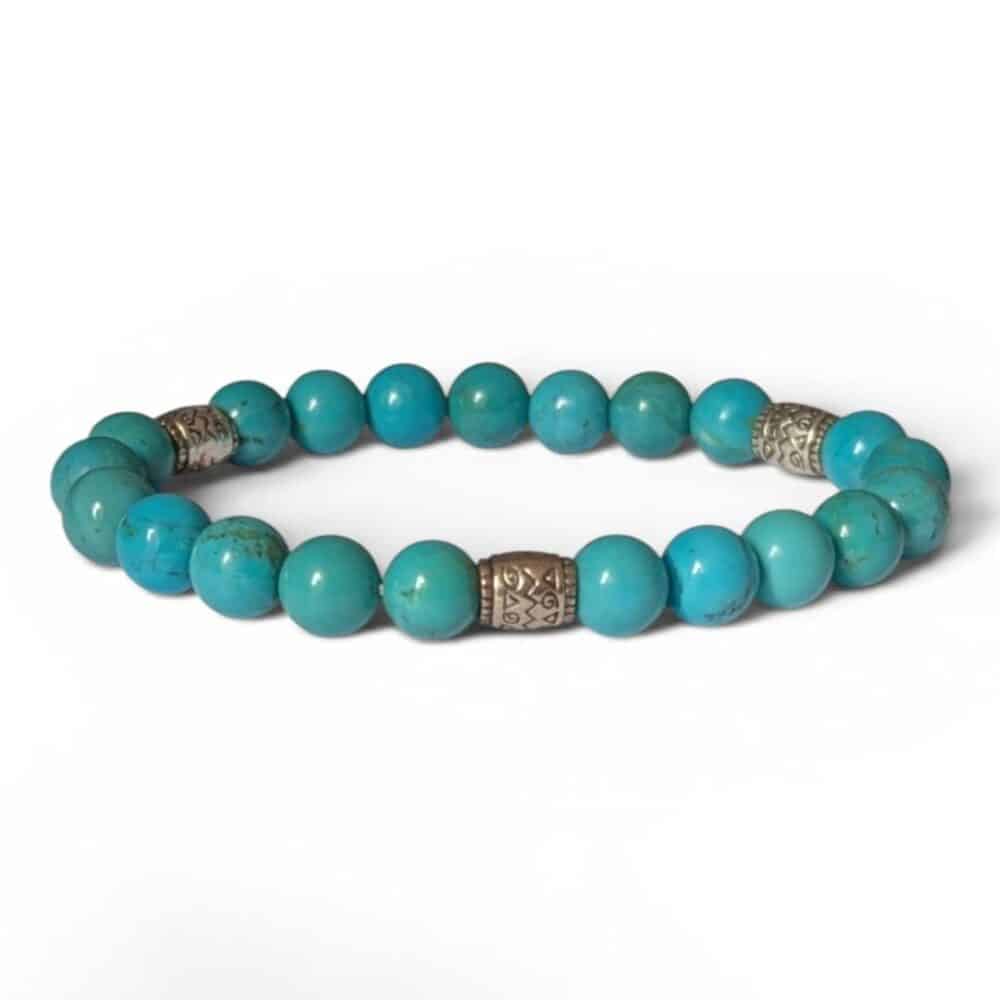 Acheter un bracelet Heishi en turquoise d'Arizona naturelle, une pierre reconnue pour favoriser la protection, la sérénité et une communication apaisée.