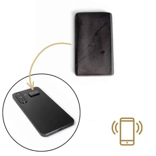 Pastille shungite rectangle adhésive pour téléphone portable