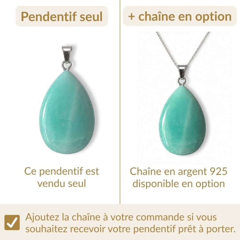 pendentif amazonite avec ou sans chaîne option