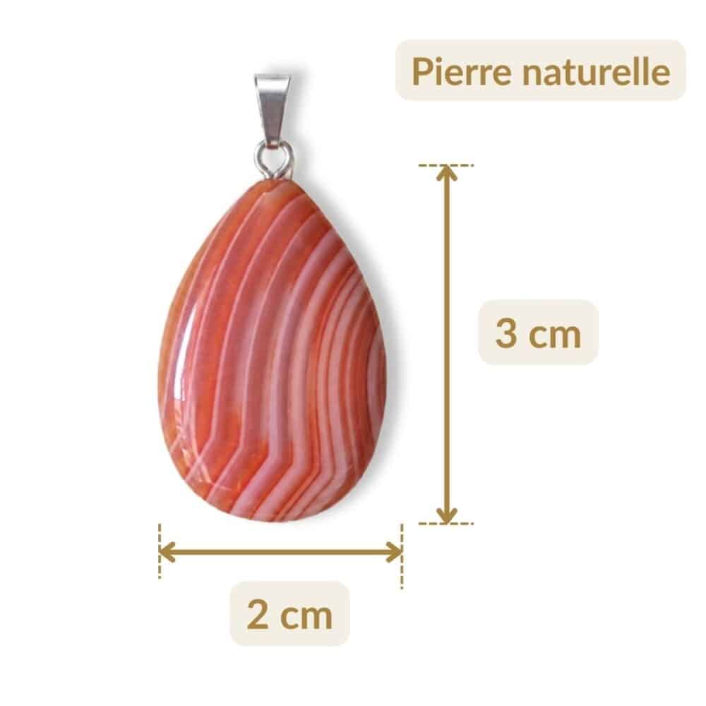 pendentif cornaline dimensions 3 cm 2 cm