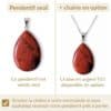 pendentif jaspe rouge avec ou sans chaîne option