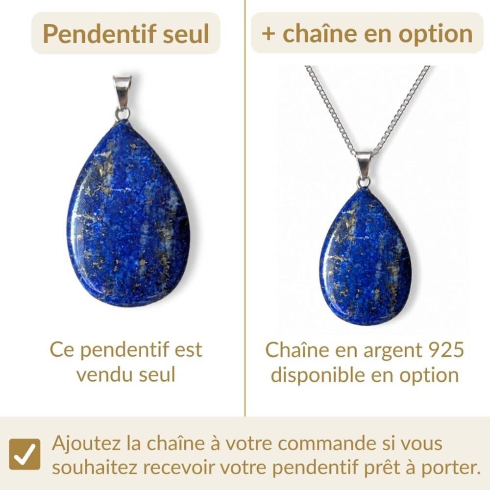 pendentif lapis-lazuli avec ou sans chaîne option