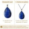 pendentif lapis-lazuli avec ou sans chaîne option