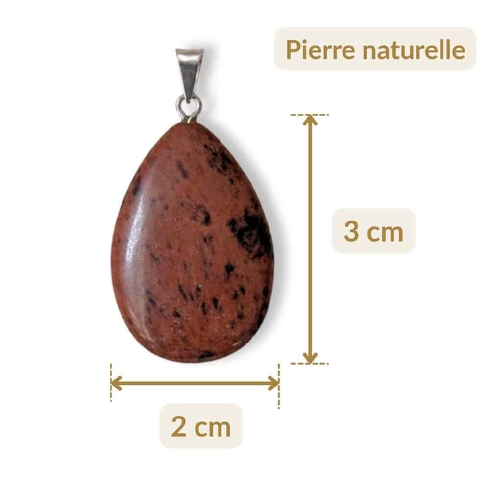 pendentif obsidienne acajou dimensions 3 cm 2 cm