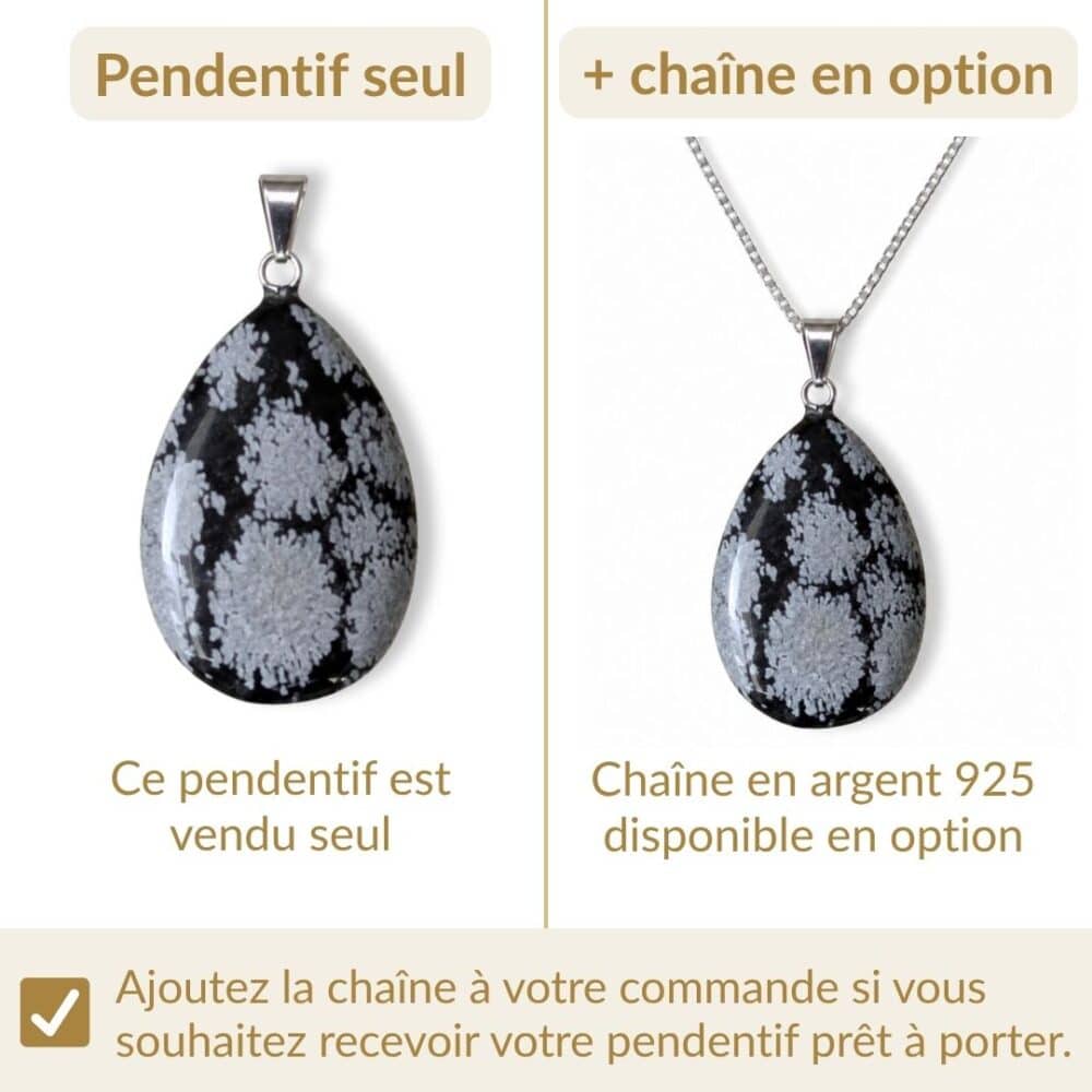pendentif obsidienne flocon de neige avec ou sans chaîne option