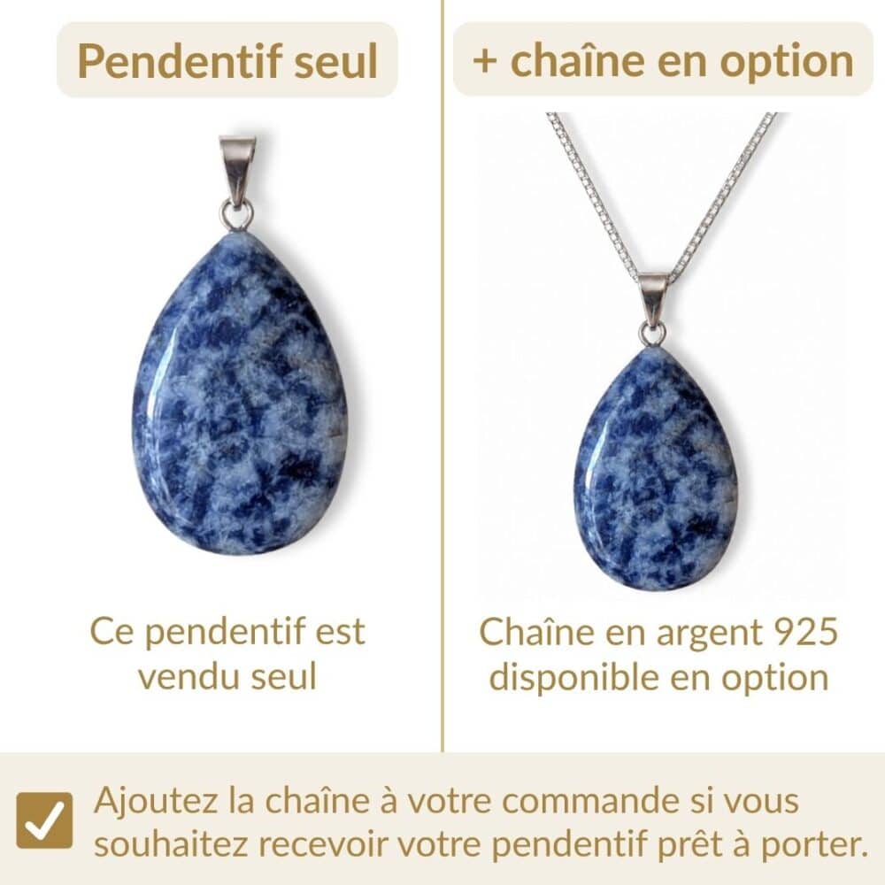pendentif sodalite avec ou sans chaîne option