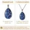 pendentif sodalite avec ou sans chaîne option
