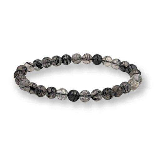 Bracelet Cristal de roche et Tourmaline 6 mm