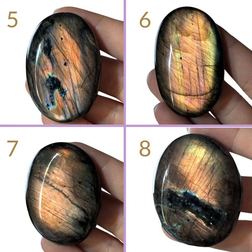 Galet de labradorite violette qualité Extra aux reflets violets intenses, pierre naturelle idéale pour favoriser la protection, l'ancrage et l'équilibre énergétique.