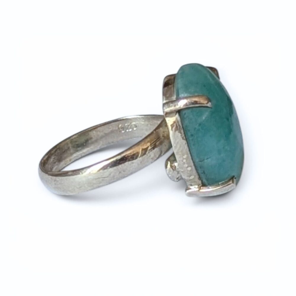 Bague argent 925 amazonite réglable vert bleuté vue latérale pierre lithothérapie