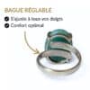 Bague argent 925 amazonite réglable s'ajuste à tous les doigts vue intérieure