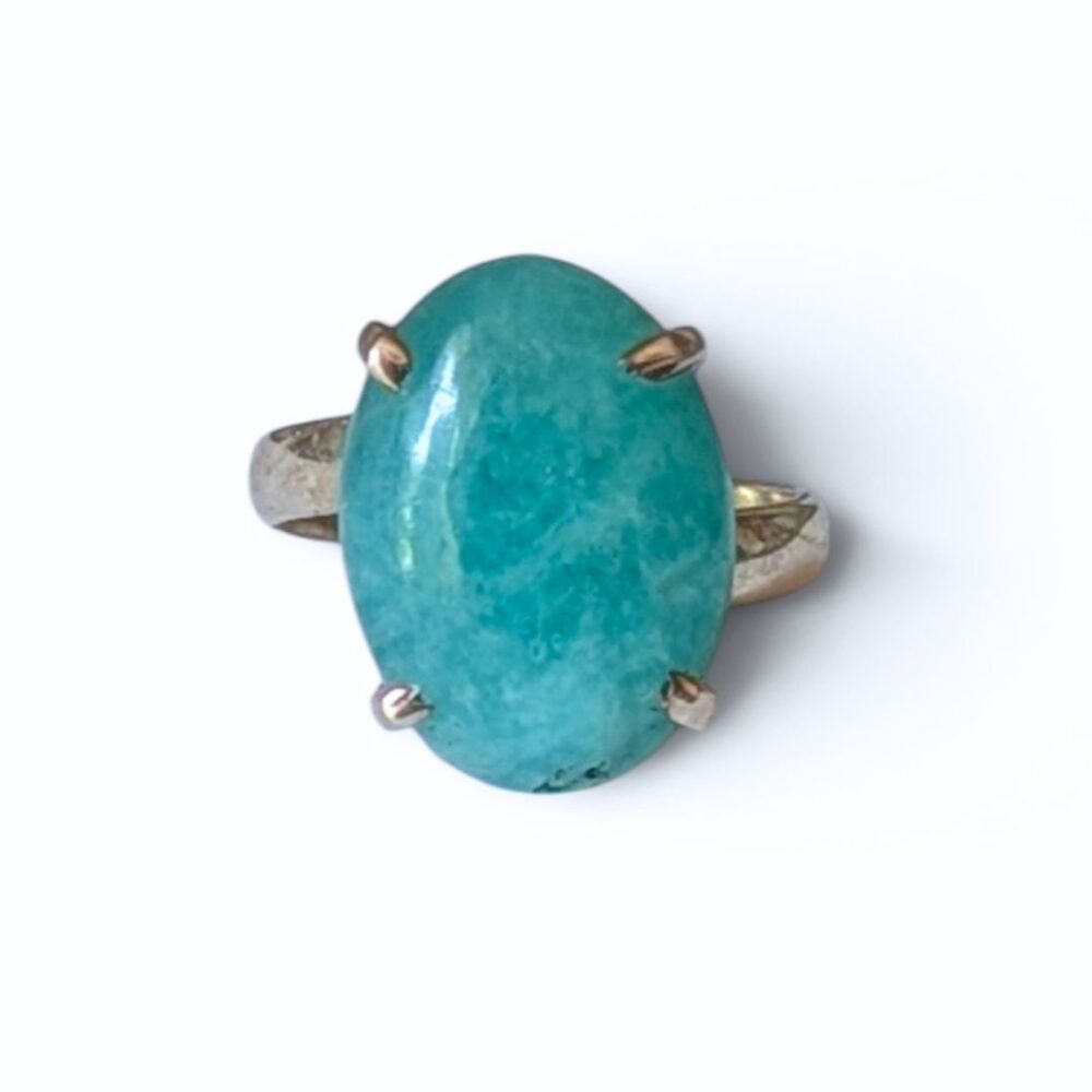 Bague argent 925 amazonite naturelle communication et équilibre