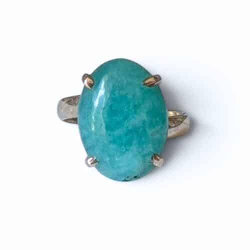 Bague argent 925 amazonite naturelle communication et équilibre