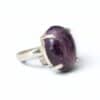Bague argent 925 amethyste qualité AA sertissage griffes vue profil