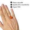 Bague cornaline pierre naturelle qualité AA argent 925 bijou lithothérapie Garaulion