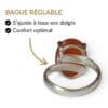 Bague argent 925 cornaline réglable s'ajuste à tous les doigts vue intérieure