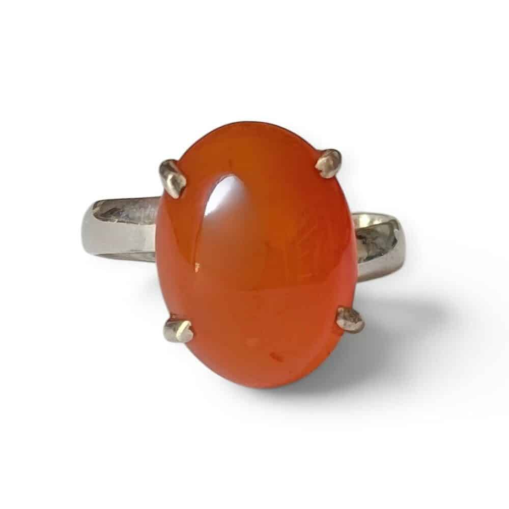 Bague argent 925 cornaline naturelle vitalité et courage