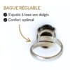 Bague argent 925 labradorite réglable s'ajuste à tous les doigts vue intérieure