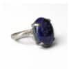 Bague argent 925 lapis lazuli réglable bleu nuit vue latérale pierre lithothérapie