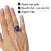 Bague lapis lazuli pierre naturelle qualité AA argent 925 bijou lithothérapie Garaulion