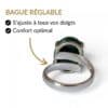 Bague argent 925 malachite réglable s'ajuste à tous les doigts vue intérieure