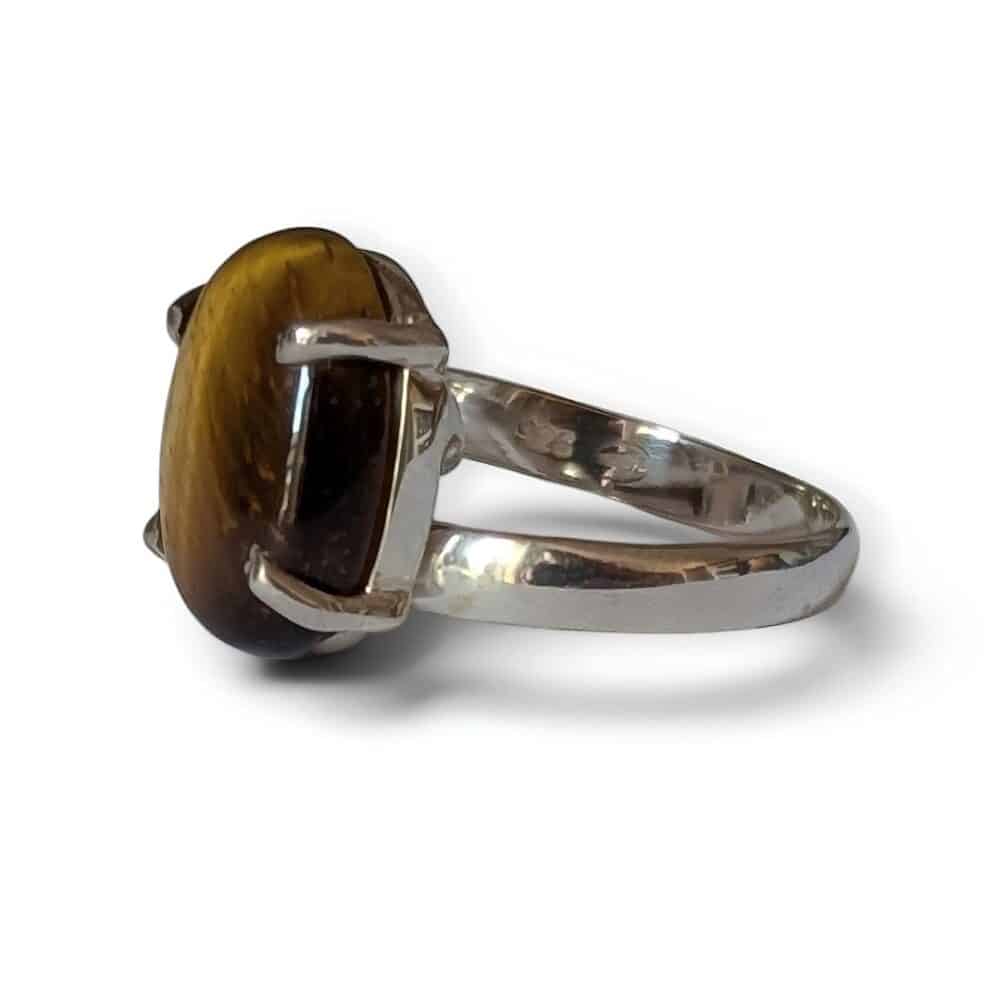 Bague argent 925 lapis lazuli qualité AA sertissage griffes vue profil