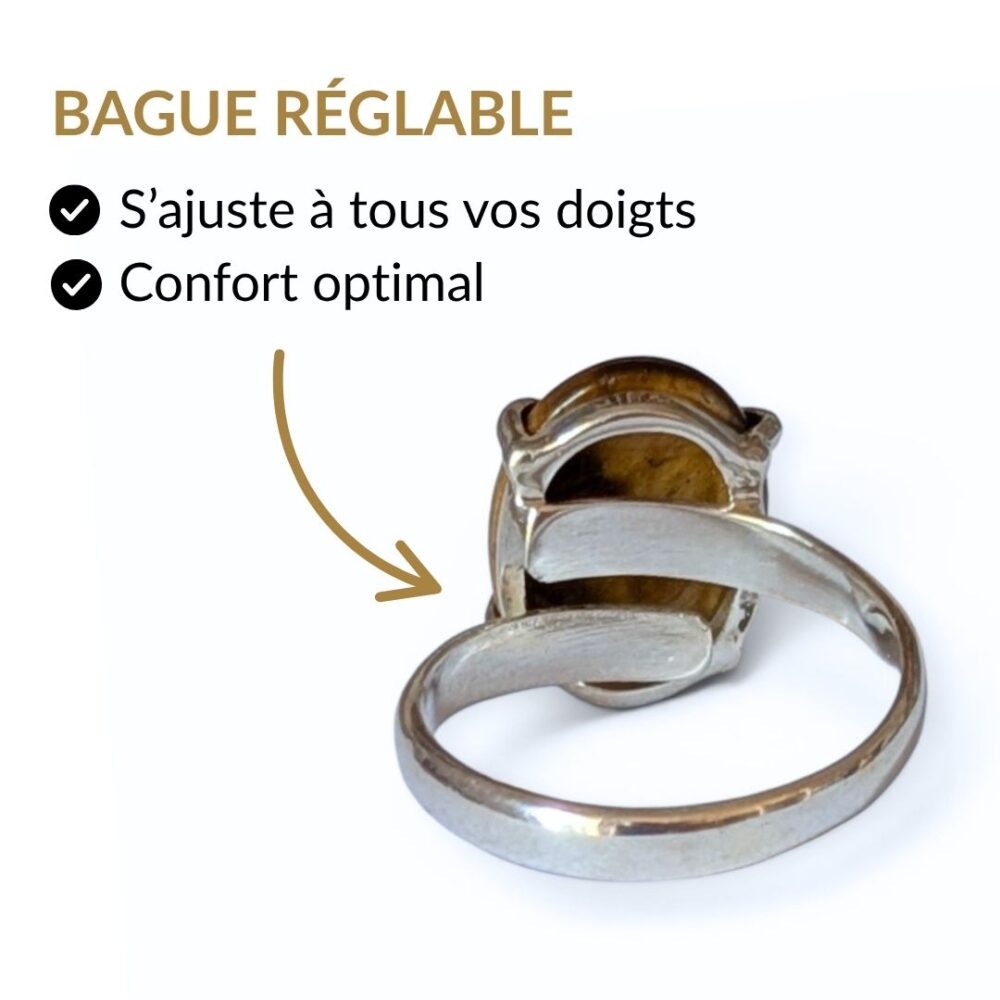 Bague argent 925 lapis lazuli réglable s'ajuste à tous les doigts vue intérieure