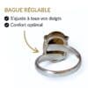 Bague argent 925 lapis lazuli réglable s'ajuste à tous les doigts vue intérieure