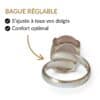 Bague argent 925 quartz rose réglable s'ajuste à tous les doigts vue intérieure