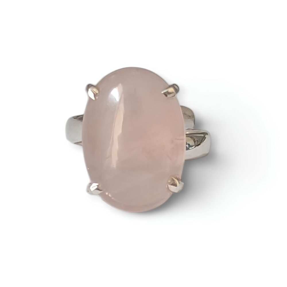 Bague argent 925 quartz rose naturelle amour et douceur