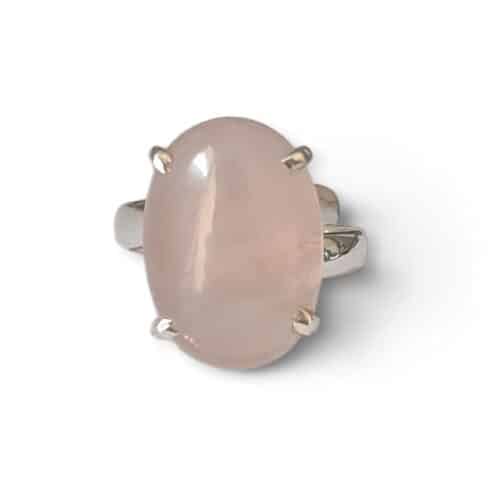 Bague argent 925 quartz rose naturelle amour et douceur