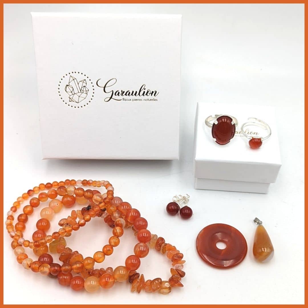 Parure de bijoux en Cornaline naturelle Garaulion