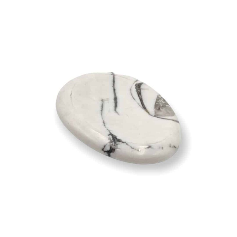 Galet anti-stress en howlite polie pour relaxation et méditation