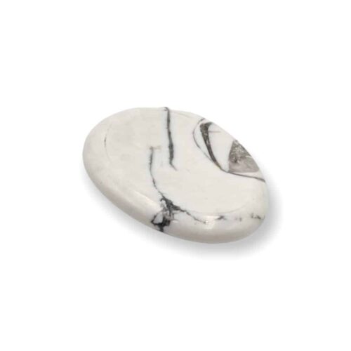 Galet anti-stress en howlite polie pour relaxation et méditation
