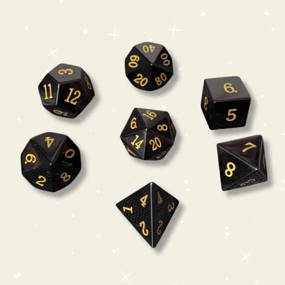 dés JDR obsidienne