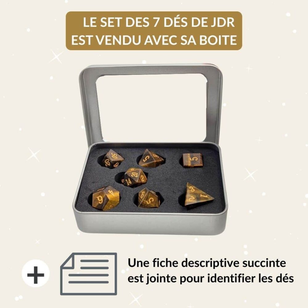 dés JDR oeil de tigre