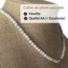 Collier en howlite qualité AA composé de véritables pierres naturelles sélectionnées pour leur éclat, leur durabilité et leur authenticité. Le choix idéal pour un achat de qualité et pour profiter des vertus traditionnellement attribuées au howlite, connues pour favoriser le calme, la patience, la détente et la gestion du stress.