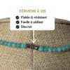 Achetez un collier en amazonite équipé d'un fermoir à vis robuste, discret et facile à utiliser. Un bijou conçu pour être porté sereinement chaque jour tout en profitant des vertus traditionnellement associées au amazonite, réputé pour favoriser l'apaisement, l'expression des émotions et l'harmonie intérieure.