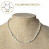 Collier ras-de-cou en béryl de 42 cm offrant un tombé élégant qui sublime naturellement le cou. Un bijou intemporel qui associe style, confort et les vertus traditionnellement attribuées au béryl, reconnues pour favoriser la clarté d'esprit, la confiance et l'équilibre émotionnel.