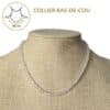 Collier ras-de-cou en cristal de roche de 42 cm offrant une coupe élégante qui met naturellement le cou en valeur. Un bijou en pierre naturelle alliant style, confort et les vertus traditionnellement associées au cristal de roche.