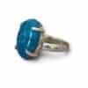 Bague argent 925 apatite bleue qualité AA sertissage griffes vue profil