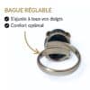 Bague argent 925 apatite bleue réglable s'ajuste à tous les doigts vue intérieure