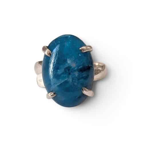 Bague argent 925 apatite bleue naturelle clarté mentale et créativité
