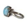 Bague argent 925 larimar réglable bleu ciel vue latérale pierre lithothérapie