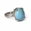 Bague argent 925 larimar qualité AA sertissage griffes vue profil