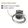Bague argent 925 larimar réglable s'ajuste à tous les doigts vue intérieure