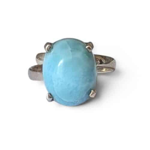 Bague argent 925 larimar naturelle sérénité et communication