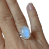 Bague pierre de lune blanche pierre naturelle qualité AA argent 925 bijou lithothérapie Garaulion