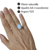 Bague pierre de lune blanche argent 925 portée au doigt femme bijou lithothérapie réglable